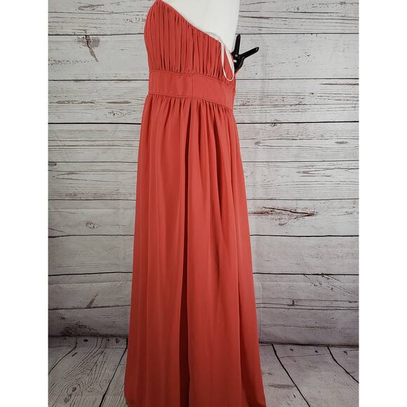 After Six Orange Strapless Tube Top Chiffon Formal Evening Dress Size 14 - Picture 3 of 11